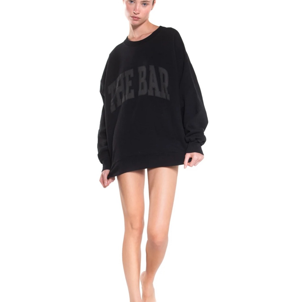 NWT THE BAR VARSITY SWEATSHIRT. Black on black color way, size medium